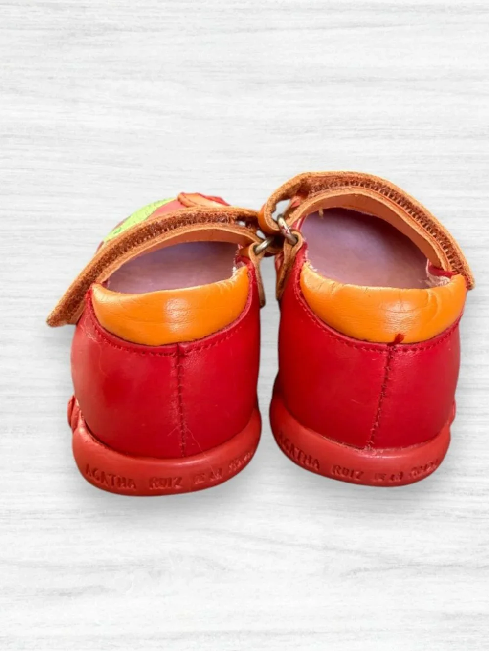 Agatha Ruiz de la Prada Snail Mary Jane Red Baby Leather Shoe EU 21 US 5 Toddler